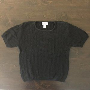 Pendleton Womens Sweater Black Short Sleeve Cable